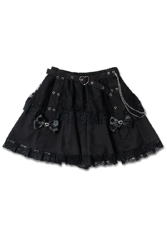 flared hem tulle skirts -Love Punk Black Lolita Mini Skirt