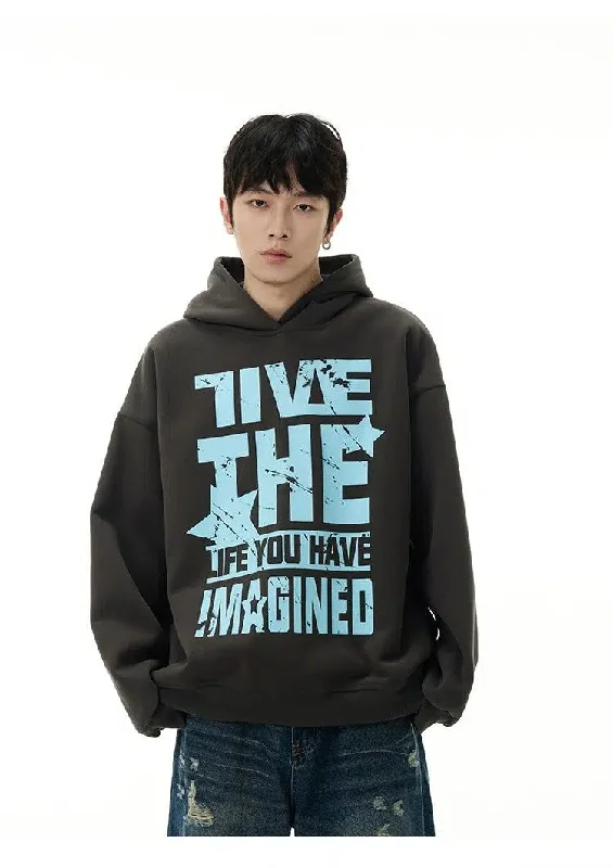 cartoon hoodies nostalgia -Slogan Print Hoodie