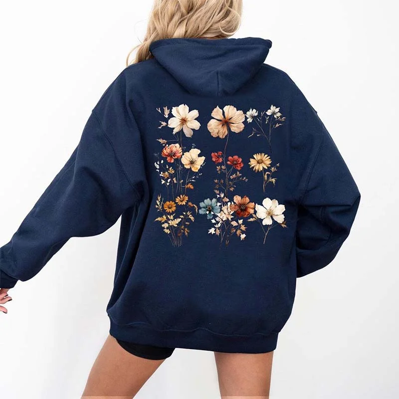 cozy vibe hoodies -Granola Girl Pressed Wildflower Hoodie