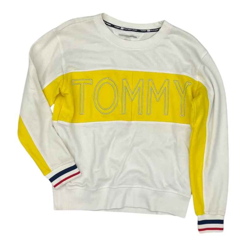 tie-dye sweatshirts teens -Sweatshirt Crewneck By Tommy Hilfiger In White & Yellow, Size:S