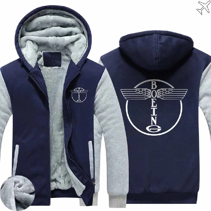 custom geometric hoodies -BOEING OLD LOGO ZIPPER SWEATERS