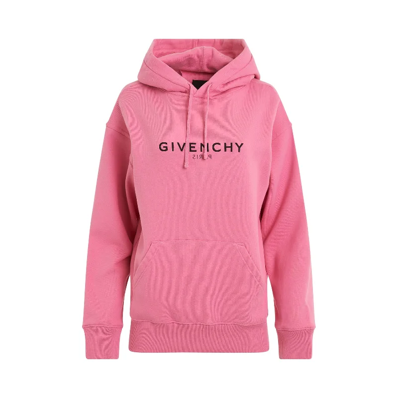 funny hoodies with quotes -Reverse Logo Hoodie in Bright Pink