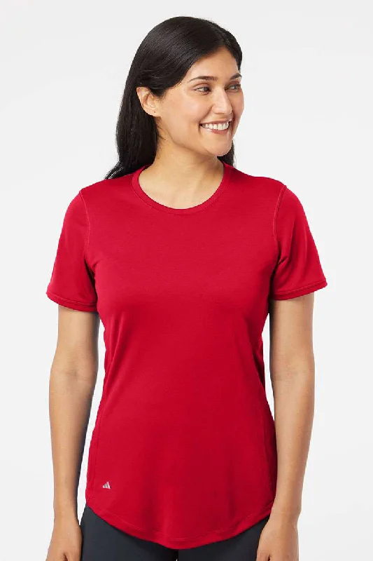 minimalist slim fit t-shirts -Adidas Womens UPF 50+ Short Sleeve Crewneck T-Shirt - Power Red