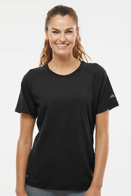 chic scoop neck t-shirts -Adidas Womens Short Sleeve Crewneck T-Shirt - Black