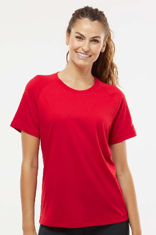 bold checkered t-shirts -Adidas Womens Short Sleeve Crewneck T-Shirt - Power Red