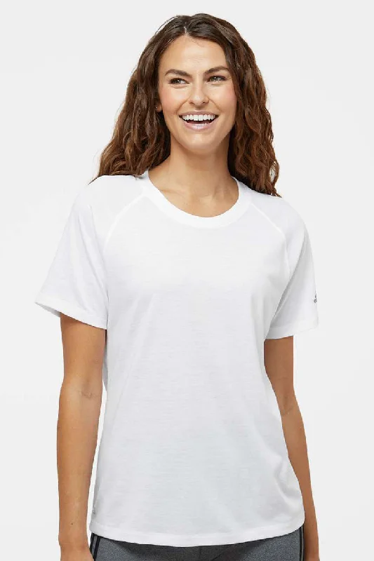 tailored slim t-shirts -Adidas Womens Short Sleeve Crewneck T-Shirt - White