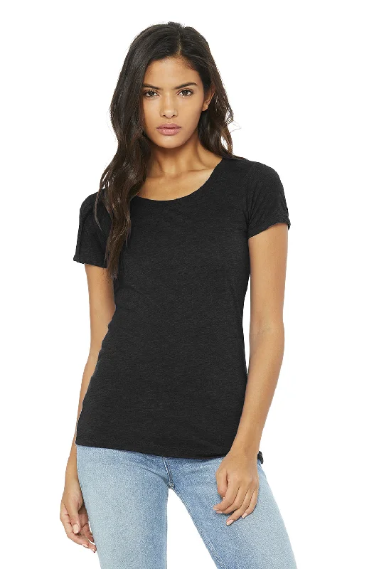 chic v-neck ringer t-shirts -Bella + Canvas Womens Short Sleeve Crewneck T-Shirt - Heather Black