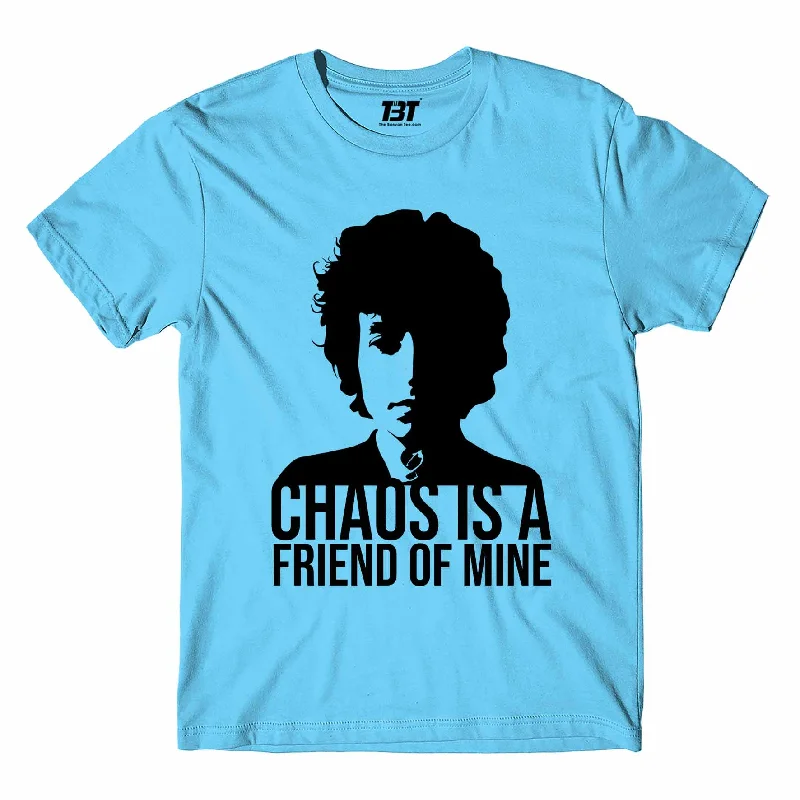 bold checkered mock neck t-shirts -Bob Dylan T shirt - Chaos Is a Friend Of Mine