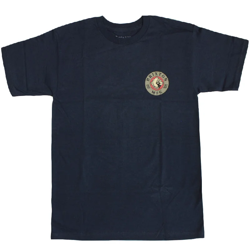 trendy oversized raglan t-shirts -Brixton Ottawa T-Shirt Navy