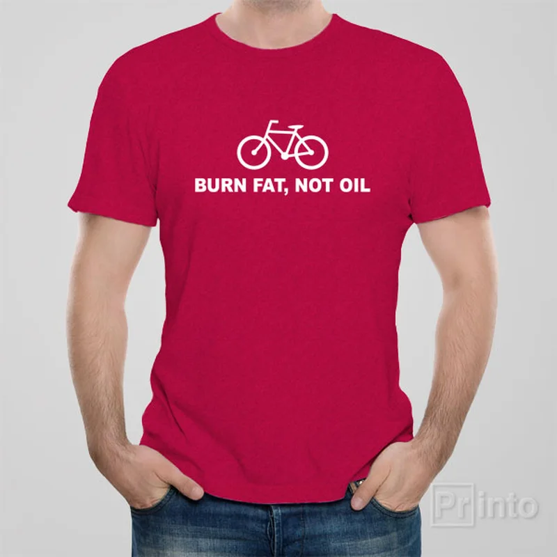 flared sleeve crew t-shirts -Burn fat, not oil - cycling T-shirt