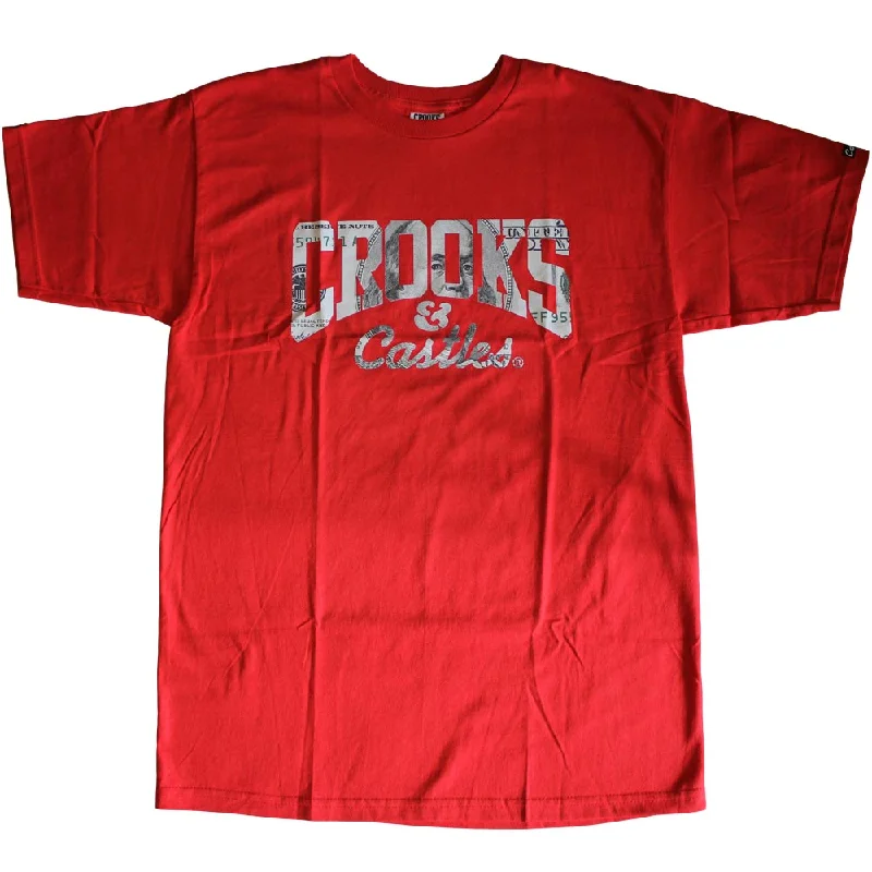 eco-friendly organic t-shirts -Crooks & Castles Currency Core T-shirt True Red