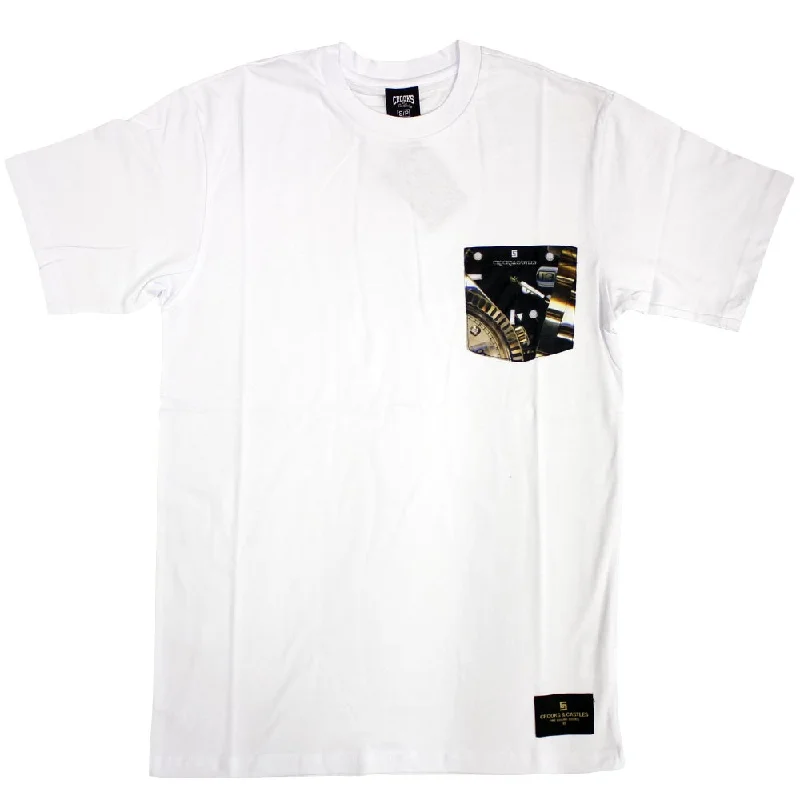 trendy ringer t-shirts -Crooks & Castles Timepiece Pocket T-Shirt White