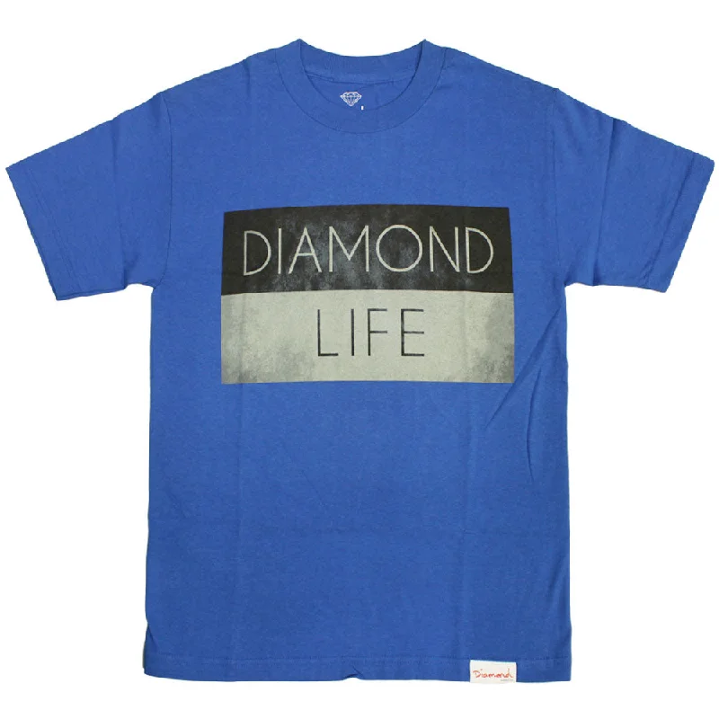 stylish color block ringer t-shirts -Diamond Supply Co Diamond Life Flag T-shirt Royal