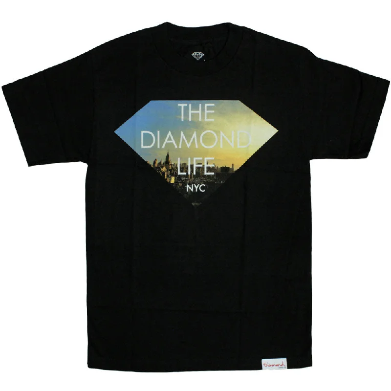 minimalist slim baseball t-shirts -Diamond Supply Co Diamond Life NYC T-Shirt Black