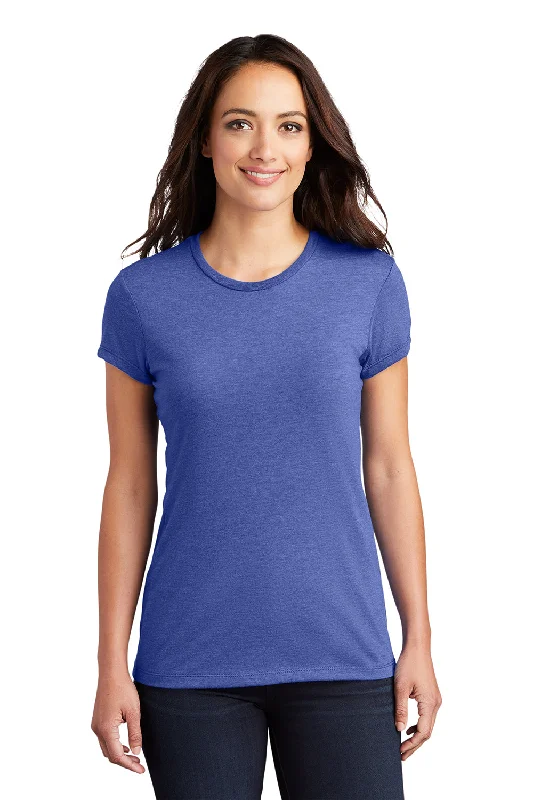 flared sleeve scoop t-shirts -District Womens Fitted Perfect Tri Short Sleeve Crewneck T-Shirt - Royal Blue Frost