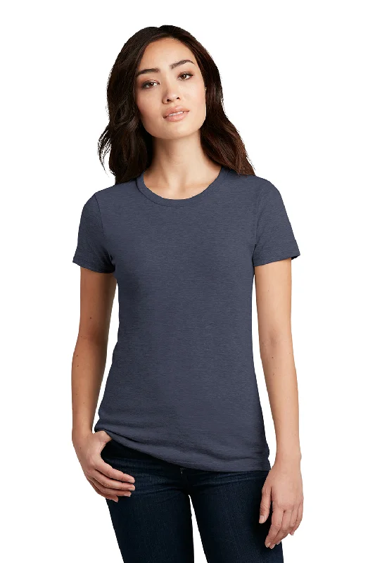 chic scoop neck henley t-shirts -District Womens Perfect Blend Short Sleeve Crewneck T-Shirt - Heather Navy Blue