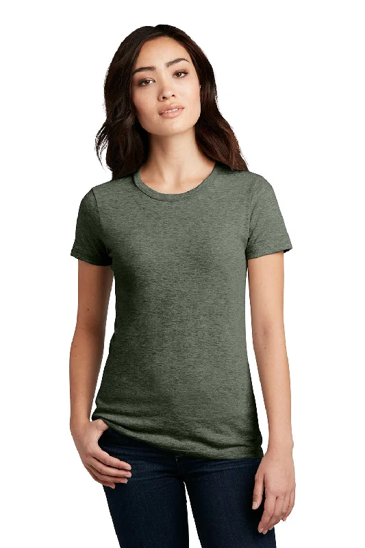 soft bamboo baseball t-shirts -District Womens Perfect Blend Short Sleeve Crewneck T-Shirt - Heather Olive Green