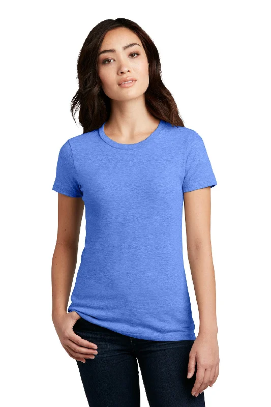 chic henley baseball t-shirts -District Womens Perfect Blend Short Sleeve Crewneck T-Shirt - Heather Royal Blue