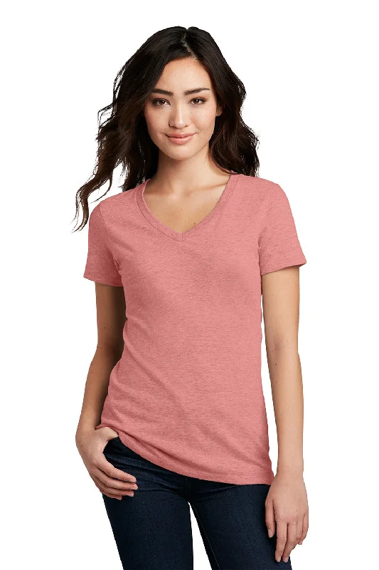 high performance polo t-shirts -District Womens Perfect Blend Short Sleeve V-Neck T-Shirt - Blush Pink Frost