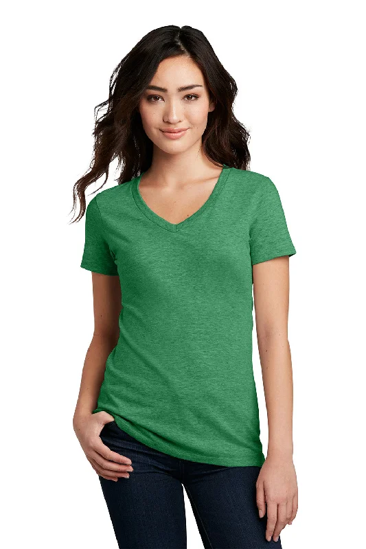 casual weekend polo t-shirts -District Womens Perfect Blend Short Sleeve V-Neck T-Shirt - Heather Kelly Green