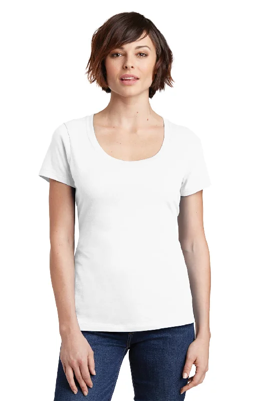 elegant solid scoop t-shirts -District Womens Perfect Weight Short Sleeve Scoop Neck T-Shirt - Bright White - Closeout