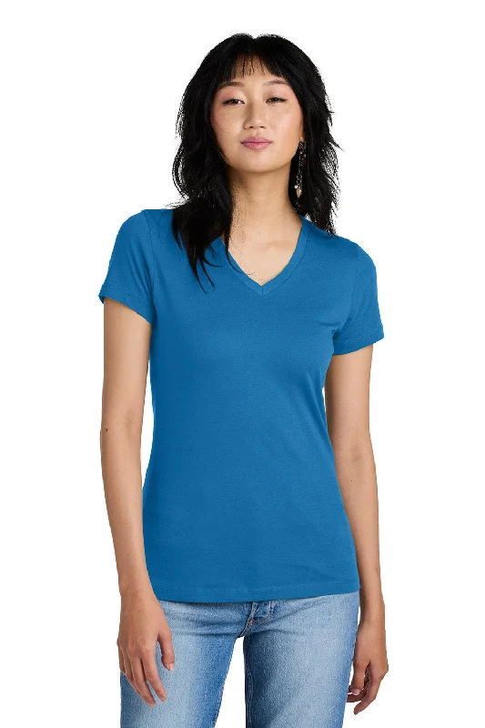 lightweight summer raglan t-shirts -District Womens Perfect Weight Short Sleeve V-Neck T-Shirt - Bright Blue