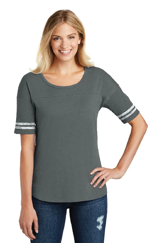 durable athletic scoop t-shirts -District Womens Scorecard Short Sleeve Crewneck T-Shirt - Heather Charcoal Grey/White - Closeout