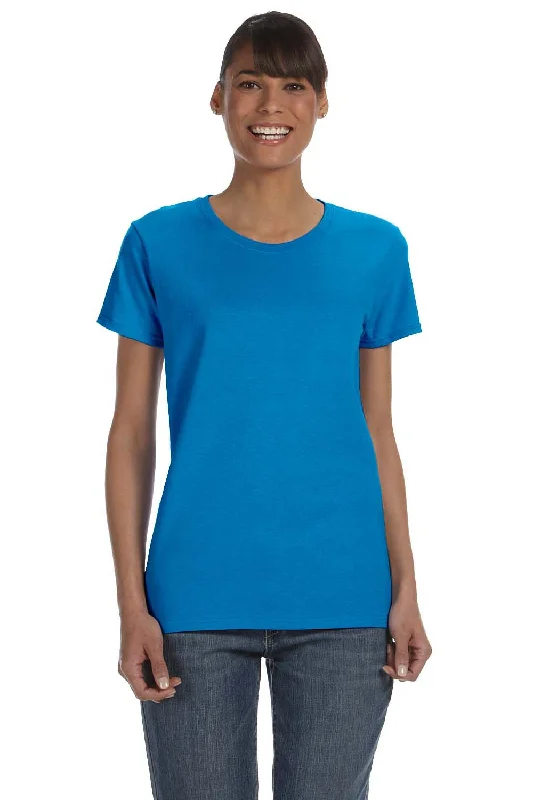 chic henley polo t-shirts -Gildan Womens Short Sleeve Crewneck T-Shirt - Sapphire Blue