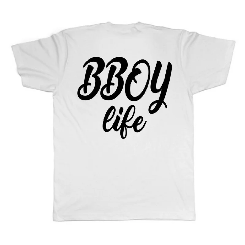 flared sleeve polo t-shirts -HIPHOP73 B-Boy Life T-Shirt White