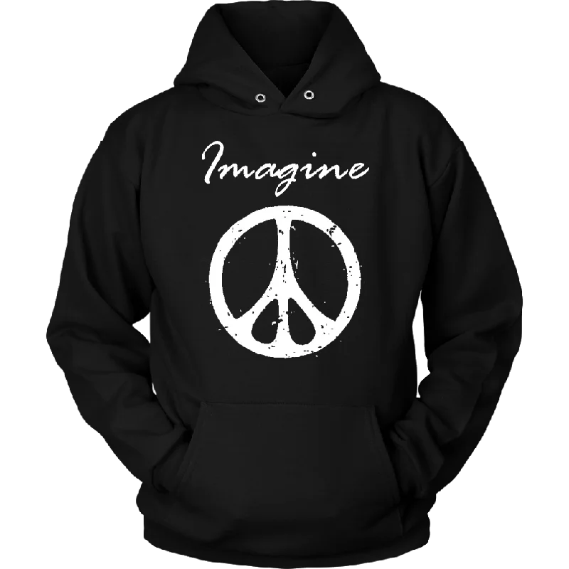 warm layered mock neck t-shirts -IMAGINE PEACE Unisex Hoodie Sweatshirt