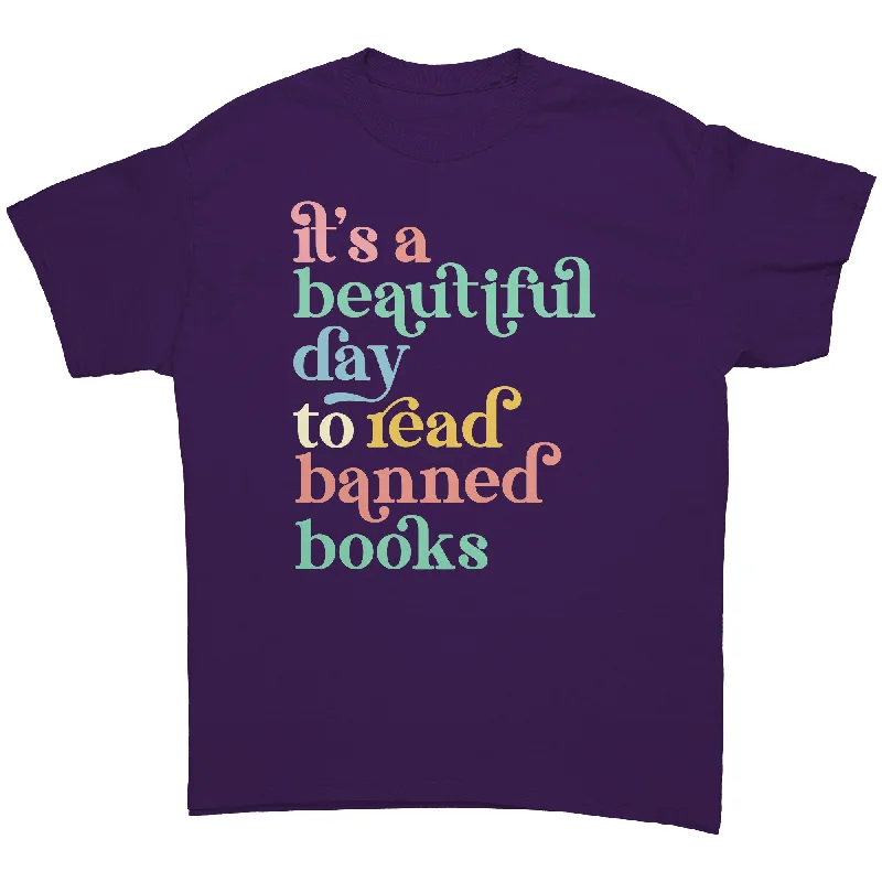 vintage logo polo t-shirts -It's a Beautiful Day to Read BANNED BOOKS Unisex T-Shirt