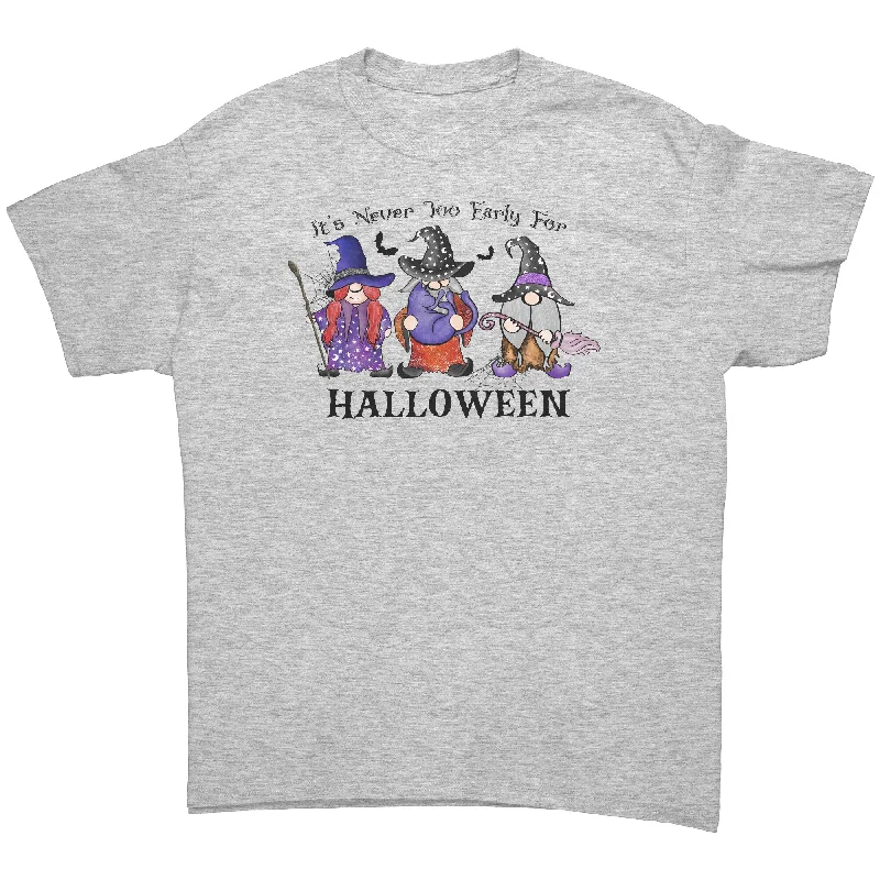 stylish pocket raglan t-shirts -It's Never Too Early for Halloween Garden Gnomes T-Shirt