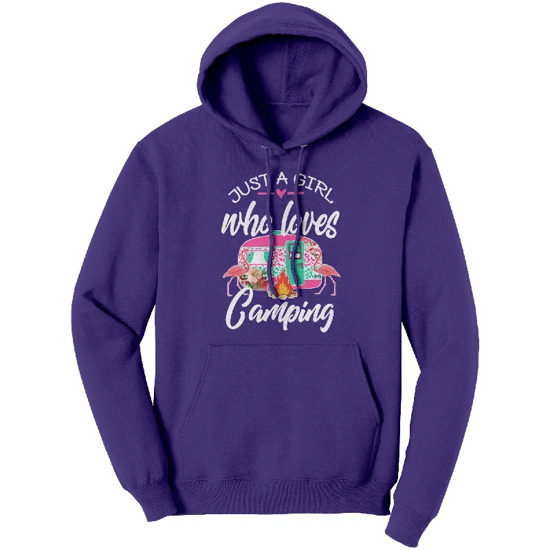 relaxed casual raglan t-shirts -Just a Girl Who Loves CAMPING Unisex HOODIE