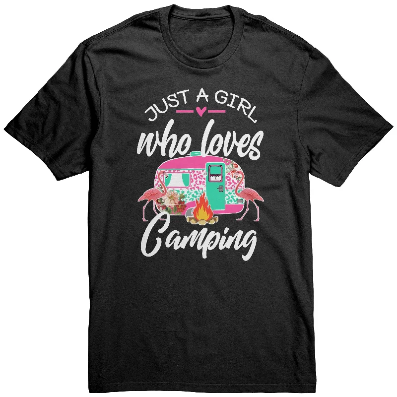 trendy cropped baseball t-shirts -Just a Girl Who Loves CAMPING Unisex T-Shirt