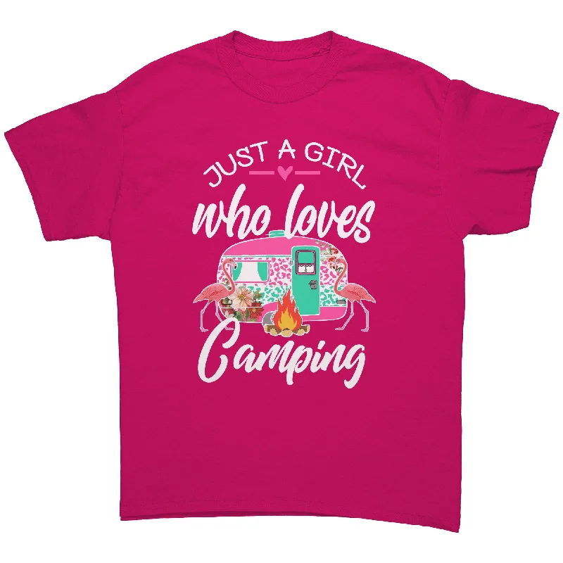 trendy graphic tie-dye t-shirts -Just a Girl Who Loves CAMPING Unisex T-Shirt