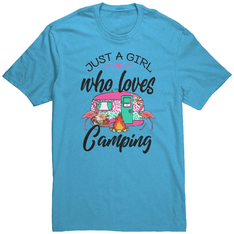 breathable gym t-shirts -Just a Girl Who Loves CAMPING Unisex T-Shirt