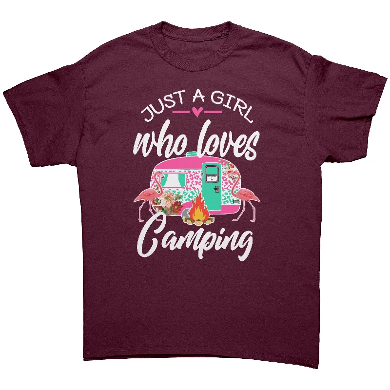 lightweight summer baseball t-shirts -Just a Girl Who Loves Camping Unisex T-Shirt