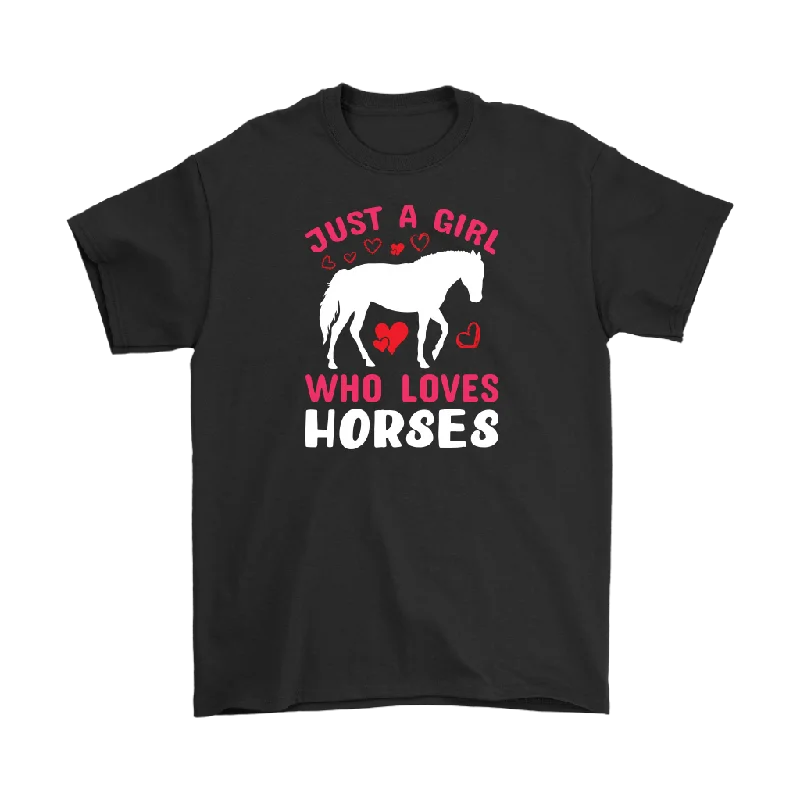 stylish color block t-shirts -Just a Girl Who Loves HORSES Unisex T-Shirt