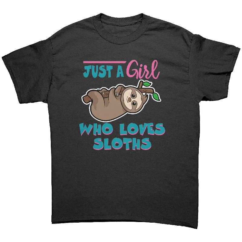 bold checkered casual t-shirts -Just a Girl Who Loves Sloths Unisex T-Shirt