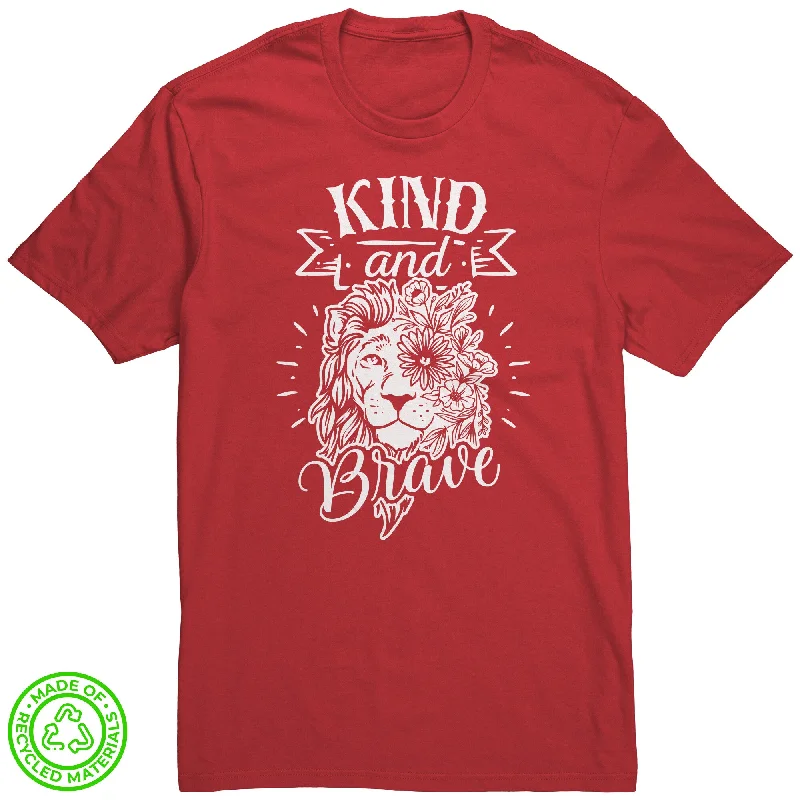 relaxed casual henley t-shirts -KIND and BRAVE Lion 100% RECYCLED Fabric T-Shirt