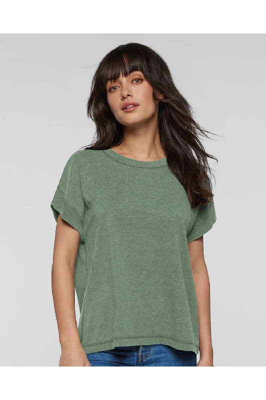 breathable cotton tie-dye t-shirts -LAT Womens Relaxed Vintage Wash Short Sleeve Crewneck T-Shirt - Basil Green