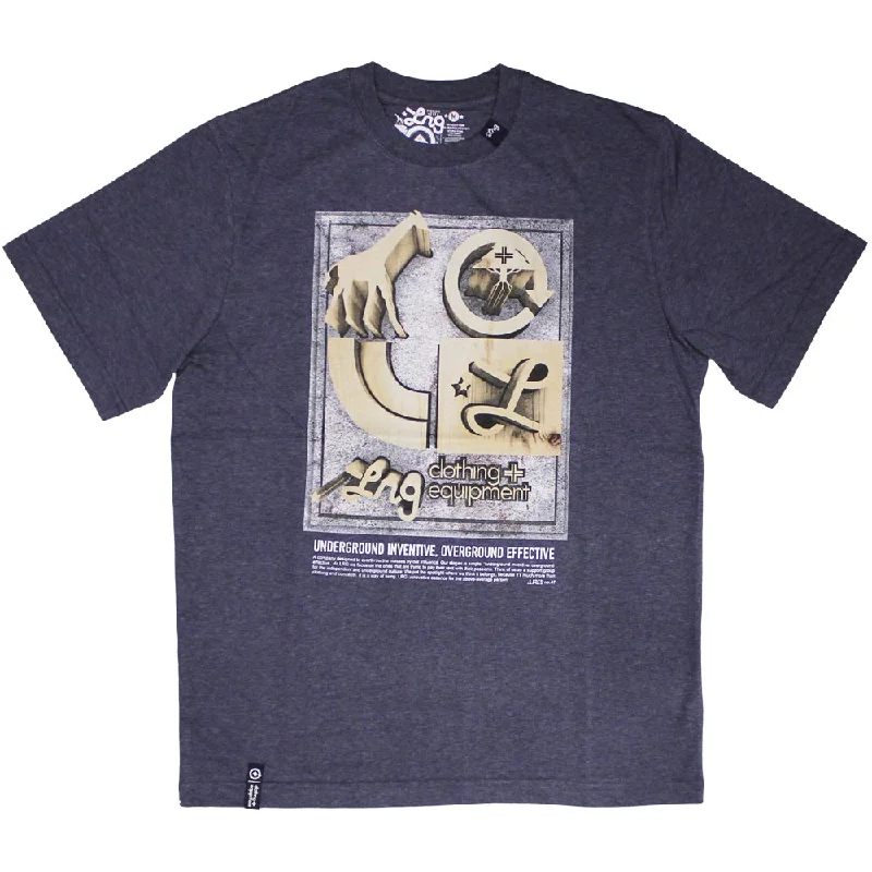 chic henley scoop t-shirts -Lrg Core Collection Seven T-shirt Navy Heather