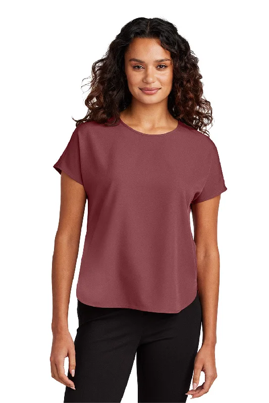 tailored slim ringer t-shirts -Mercer+Mettle Womens Stretch Crepe Short Sleeve Crewneck - Rosewood - COMING SOON