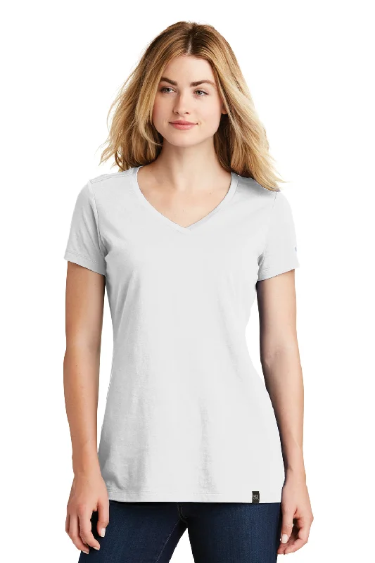 lightweight linen henley t-shirts -New Era Womens Heritage Short Sleeve V-Neck T-Shirt - White