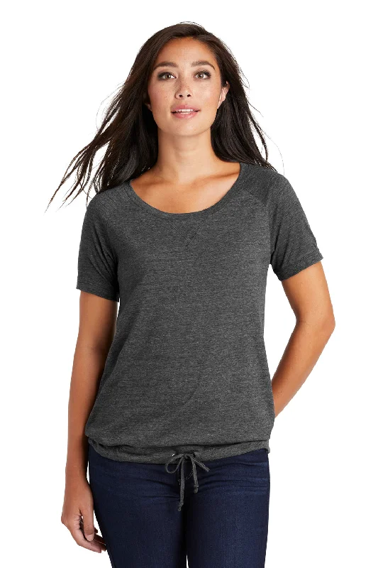 durable athletic henley t-shirts -New Era Womens Performance Cinch Moisture Wicking Short Sleeve Wide Neck T-Shirt - Graphite Grey