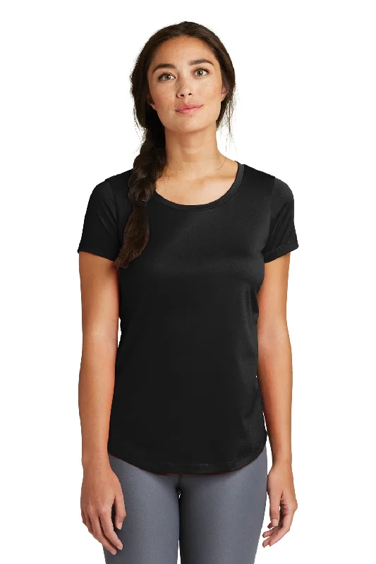 trendy cropped henley t-shirts -New Era Womens Series Performance Jersey Moisture Wicking Short Sleeve Crewneck T-Shirt - Black