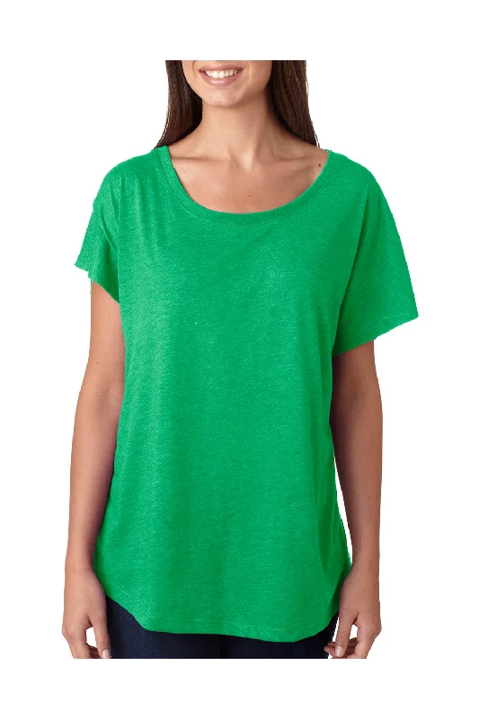 stretchy yoga baseball t-shirts -Next Level Womens Dolman Jersey Short Sleeve Scoop Neck T-Shirt - Envy Green - Closeout