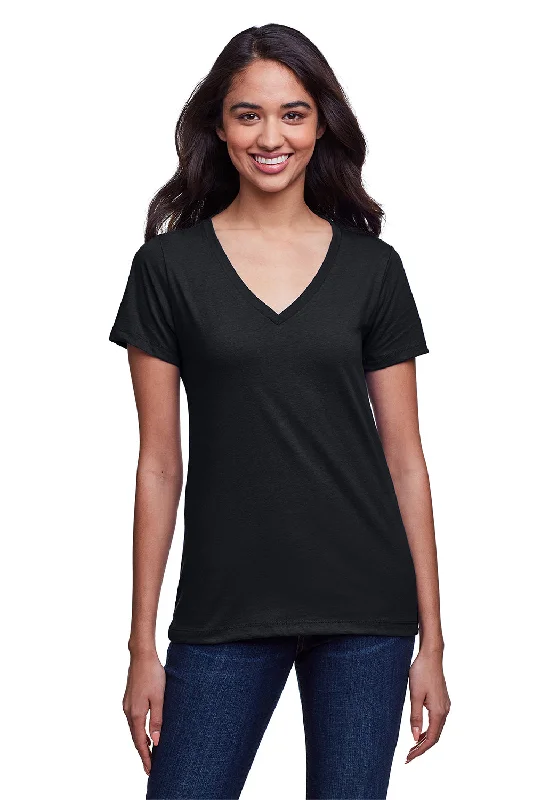 casual weekend mock neck t-shirts -Next Level Womens Eco Performance Moisture Wicking Short Sleeve V-Neck T-Shirt - Black - Closeout