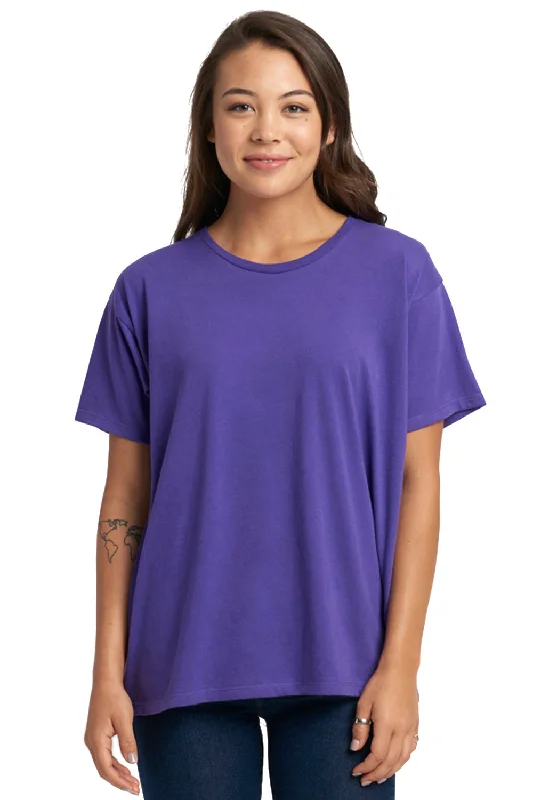 minimalist basic mock neck t-shirts -Next Level Womens Ideal Flow Short Sleeve Crewneck T-Shirt - Purple Rush - Closeout