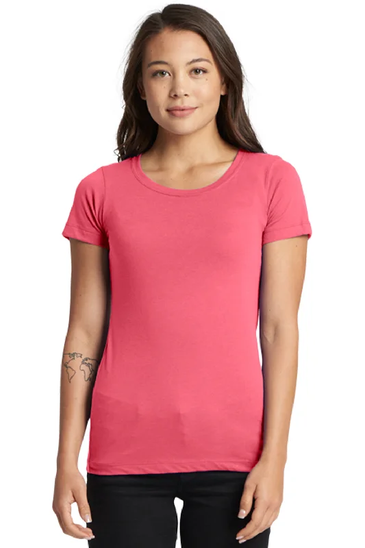 bold plaid polo t-shirts -Next Level Womens Ideal Jersey Short Sleeve Crewneck T-Shirt - Hot Pink